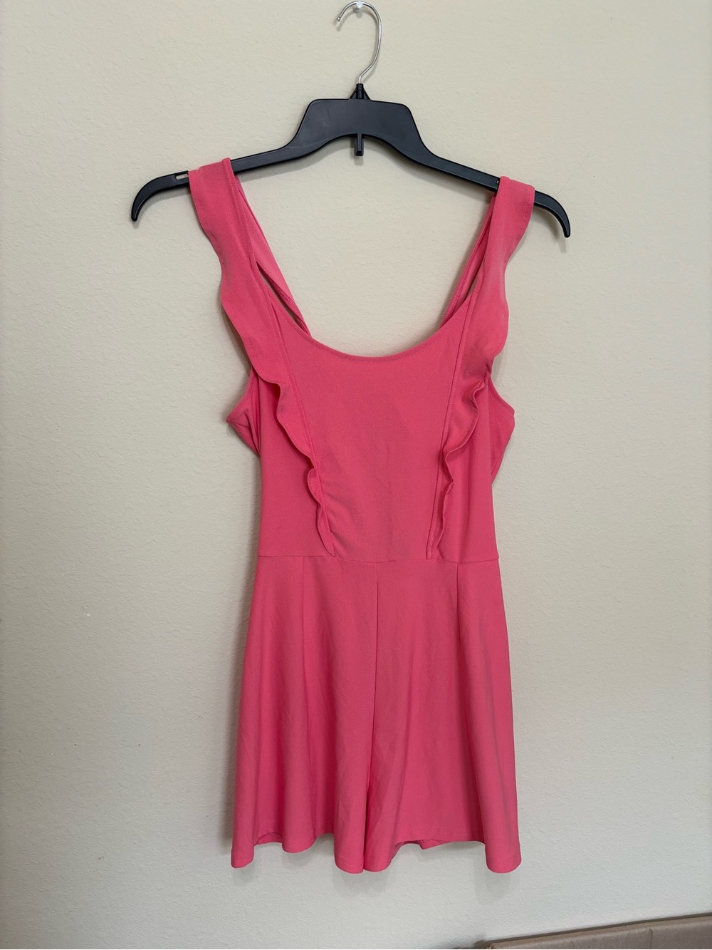 Coral Pink Ruffle Strap One-Piece Romper